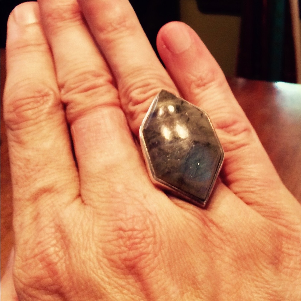 Bold Sterling Silver Labradorite Ring - image 3